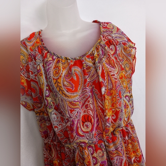 ENFOCUS WOMEN Artistic Preppy Clueless Paisley‎ Print Red Dress (#229) - Picture 3 of 10